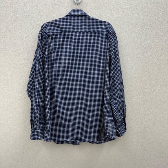 Jos A Bank Traveler Tech Tailored Fit Blue White Plaid Button Up Shirt Mens XL - Picture 4 of 6